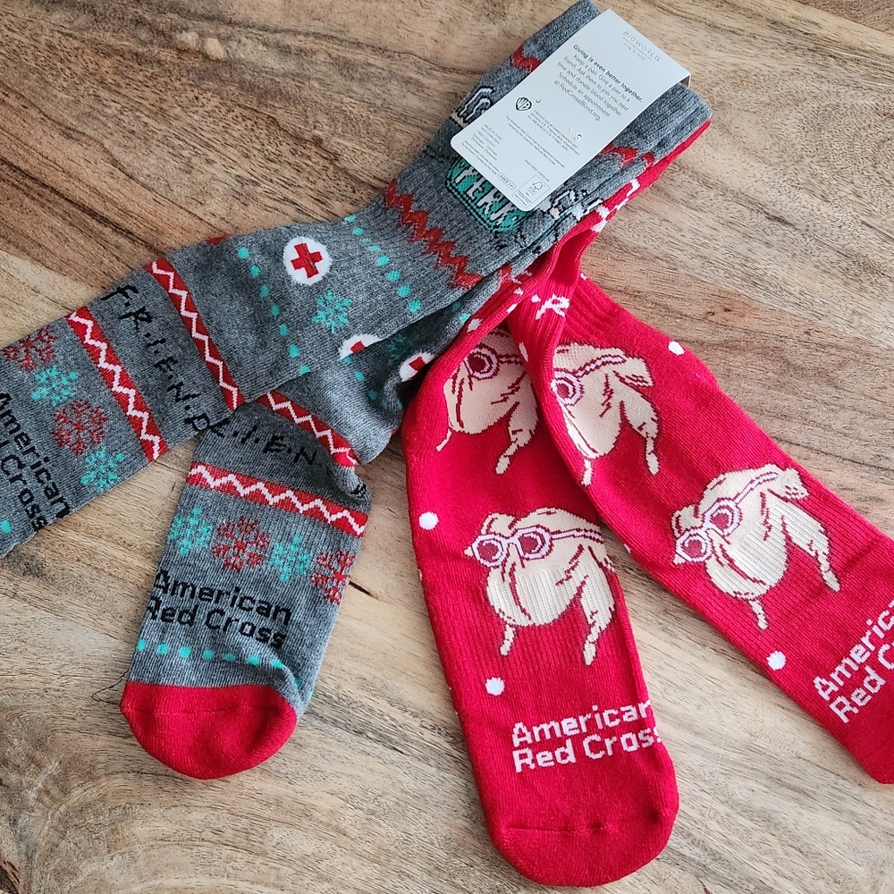 Friends Central Perk and American Red Cross Snowflake Socks
